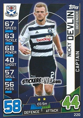 Sticker Nicky Devlin - SPFL 2016-2017. Match Attax n. 220 - Topps