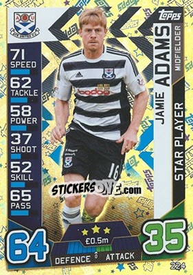 Sticker Jamie Adams - SPFL 2016-2017. Match Attax n. 224 - Topps
