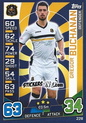 Figurina Gregor Buchanan - SPFL 2016-2017. Match Attax n. 228 - Topps