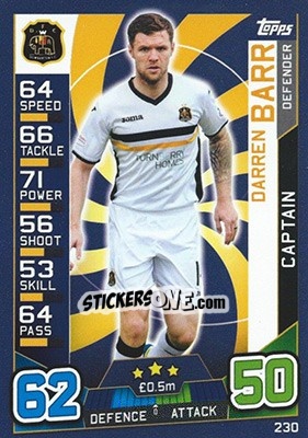 Sticker Darren Barr - SPFL 2016-2017. Match Attax n. 230 - Topps