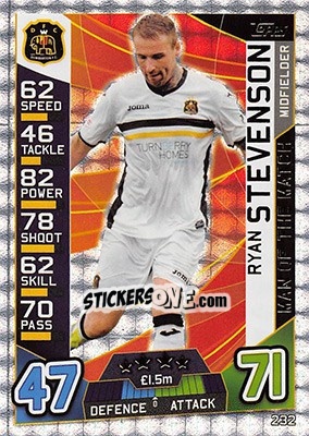 Cromo Ryan Stevenson - SPFL 2016-2017. Match Attax n. 232 - Topps