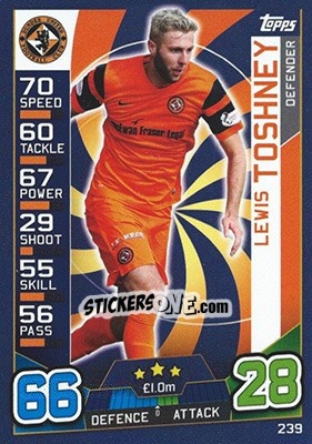 Sticker Lewis Toshney - SPFL 2016-2017. Match Attax n. 239 - Topps