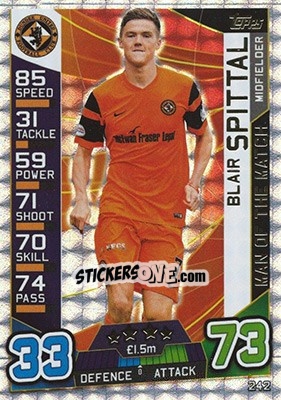 Sticker Blair Spittal - SPFL 2016-2017. Match Attax - Topps