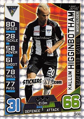Sticker Kallum Higginbotham - SPFL 2016-2017. Match Attax n. 249 - Topps