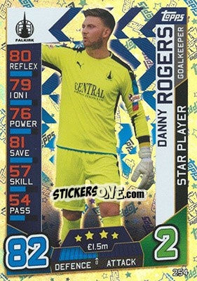 Sticker Danny Rogers - SPFL 2016-2017. Match Attax n. 254 - Topps