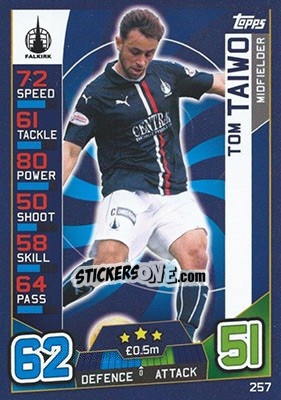 Figurina Tom Taiwo - SPFL 2016-2017. Match Attax n. 257 - Topps