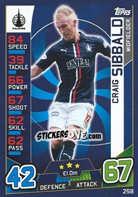 Sticker Craig Sibbald - SPFL 2016-2017. Match Attax n. 258 - Topps