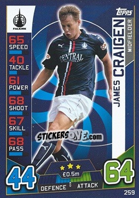 Sticker James Craigen - SPFL 2016-2017. Match Attax n. 259 - Topps
