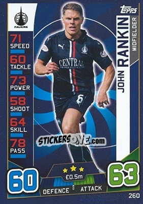 Sticker John Rankin - SPFL 2016-2017. Match Attax n. 260 - Topps