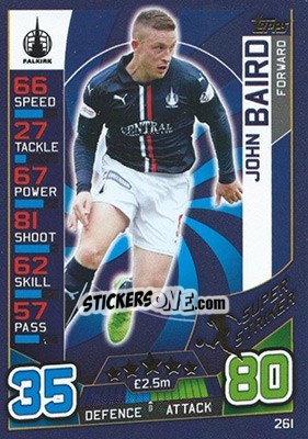 Sticker John Baird - SPFL 2016-2017. Match Attax n. 261 - Topps