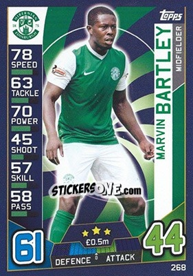 Sticker Marvin Bartley - SPFL 2016-2017. Match Attax n. 268 - Topps