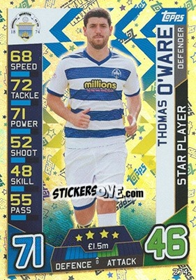 Sticker Thomas O'Ware - SPFL 2016-2017. Match Attax n. 274 - Topps