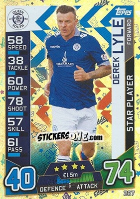 Sticker Derek Lyle - SPFL 2016-2017. Match Attax n. 287 - Topps