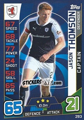 Sticker Jason Thomson - SPFL 2016-2017. Match Attax n. 293 - Topps