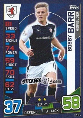 Sticker Bobby Barr - SPFL 2016-2017. Match Attax n. 296 - Topps