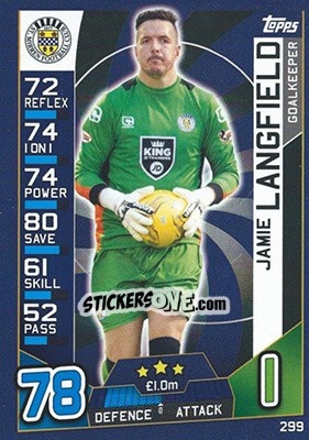 Sticker Jamie Langfield - SPFL 2016-2017. Match Attax n. 299 - Topps