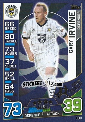 Sticker Gary Irvine - SPFL 2016-2017. Match Attax n. 300 - Topps