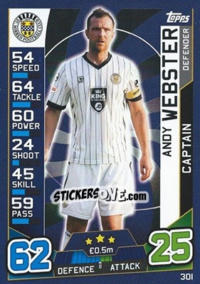 Sticker Andy Webster - SPFL 2016-2017. Match Attax n. 301 - Topps