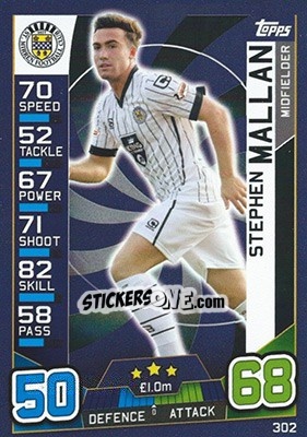 Sticker Stephen Mallan - SPFL 2016-2017. Match Attax n. 302 - Topps