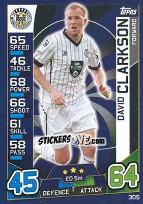 Sticker David Clarkson - SPFL 2016-2017. Match Attax n. 305 - Topps
