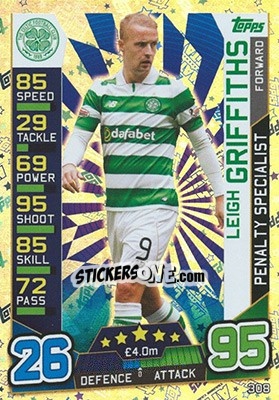 Sticker Leigh Griffiths - SPFL 2016-2017. Match Attax n. 308 - Topps