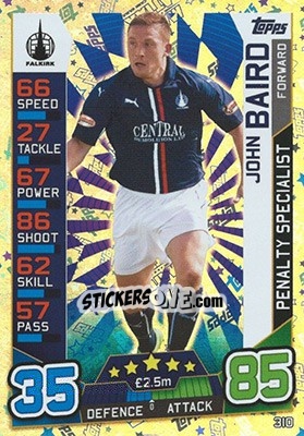 Sticker John Baird - SPFL 2016-2017. Match Attax n. 310 - Topps