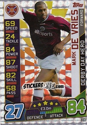 Sticker Mark Dr Vries - SPFL 2016-2017. Match Attax n. 317 - Topps