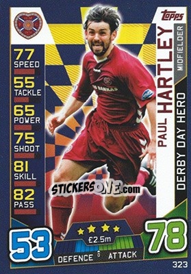 Sticker Paul Hartley - SPFL 2016-2017. Match Attax n. 323 - Topps