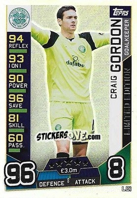 Sticker Craig Gordon - SPFL 2016-2017. Match Attax n. LE1s - Topps