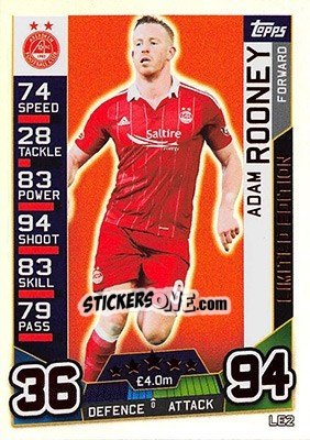 Cromo Adam Rooney - SPFL 2016-2017. Match Attax n. LE2b - Topps