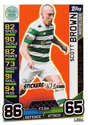 Sticker Scott Brown - SPFL 2016-2017. Match Attax n. LE3Ab - Topps