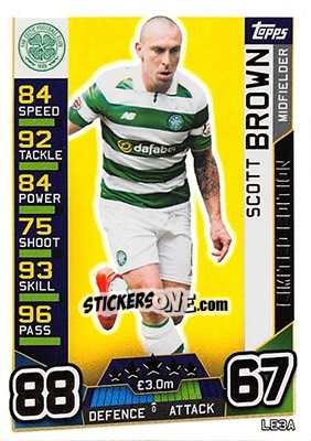 Sticker Scott Brown - SPFL 2016-2017. Match Attax n. LE3Ag - Topps