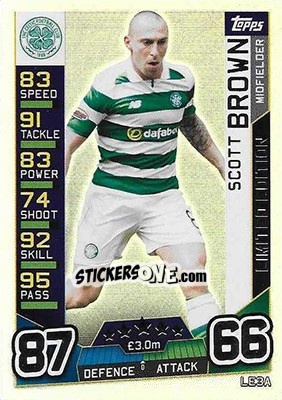 Sticker Scott Brown - SPFL 2016-2017. Match Attax n. LE3As - Topps