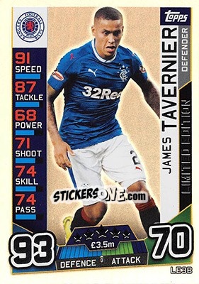 Sticker James Tavernier - SPFL 2016-2017. Match Attax n. LE3Bs - Topps