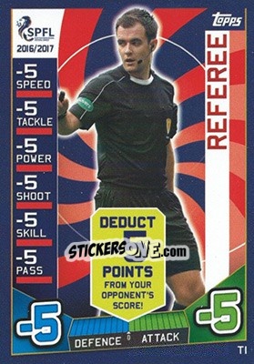 Sticker Referee - SPFL 2016-2017. Match Attax n. T1 - Topps