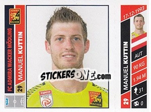 Sticker Manuel Kuttin - Österreichische Fußball Bundesliga 2016-2017 - Panini
