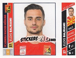 Cromo Eldis Bajrami - Österreichische Fußball Bundesliga 2016-2017 - Panini