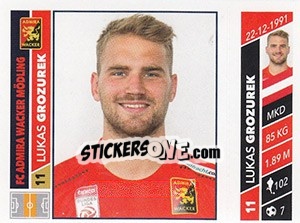 Sticker Lukas Grozurek - Österreichische Fußball Bundesliga 2016-2017 - Panini