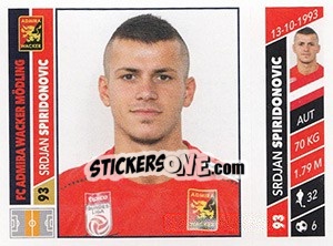 Sticker Srdjan Spiridonovic - Österreichische Fußball Bundesliga 2016-2017 n. 105 - Panini