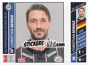Sticker Christian Schulz - Österreichische Fußball Bundesliga 2016-2017 - Panini