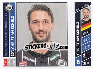 Sticker Christian Schulz - Österreichische Fußball Bundesliga 2016-2017 n. 118 - Panini