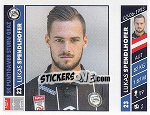 Sticker Lukas Spendlhofer - Österreichische Fußball Bundesliga 2016-2017 - Panini