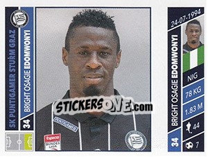 Sticker Bright Osagie Edomwonyi - Österreichische Fußball Bundesliga 2016-2017 - Panini