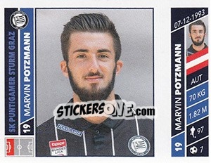 Sticker Marvin Potzmann - Österreichische Fußball Bundesliga 2016-2017 - Panini