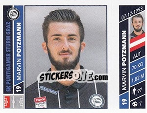 Sticker Marvin Potzmann - Österreichische Fußball Bundesliga 2016-2017 n. 129 - Panini