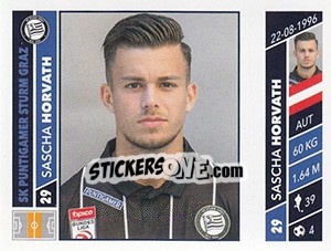 Sticker Sascha Horvath - Österreichische Fußball Bundesliga 2016-2017 - Panini