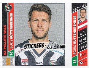 Sticker Boris Hüttenbrenner - Österreichische Fußball Bundesliga 2016-2017 - Panini