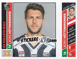 Figurina Boris Hüttenbrenner - Österreichische Fußball Bundesliga 2016-2017 n. 149 - Panini