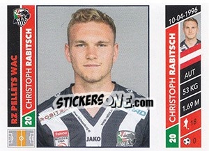 Cromo Christoph Rabitsch - Österreichische Fußball Bundesliga 2016-2017 n. 158 - Panini