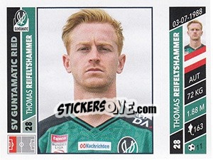 Cromo Thomas Reifeltshammer - Österreichische Fußball Bundesliga 2016-2017 - Panini